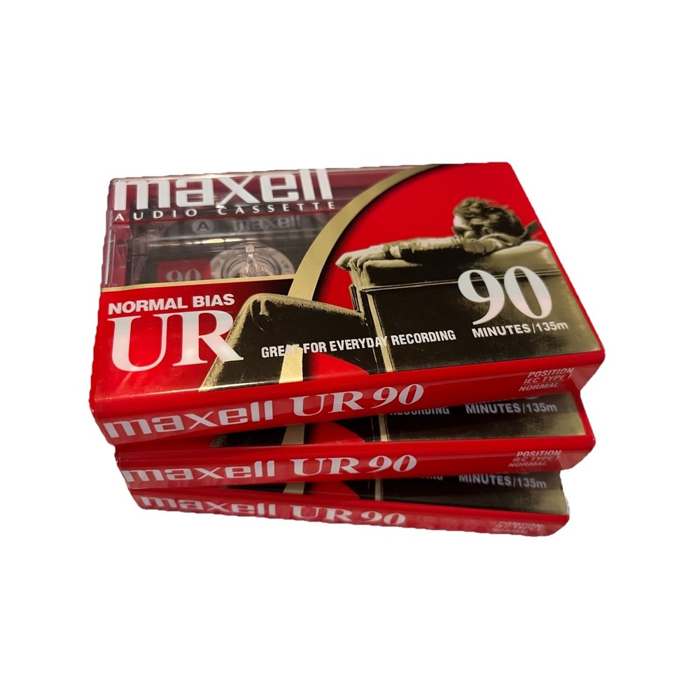 Lot of 3 Maxell UR90 Minutes Blank Audio Cassette Tapes Normal Bias New/Sealed‎
